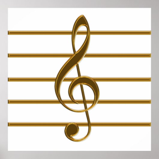 Golden Treble Clef Poster (Voorkant)