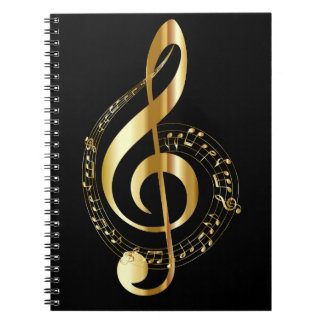 Golden Treble Clef Spiral Notitieboek