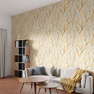 Golden Tree Branches - achtergrondkleur wijzigen Behang