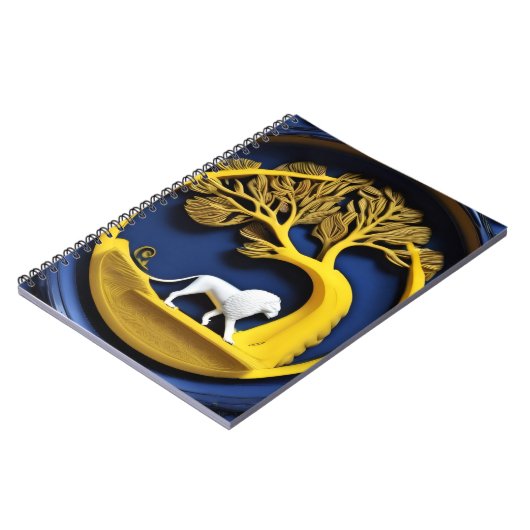 Golden tree framing a white lion Notebook Notitieboek (Linkerzijde)
