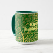 Golden Tree Happy Thanksgiving Green Herfst Mok (Voorkant links)