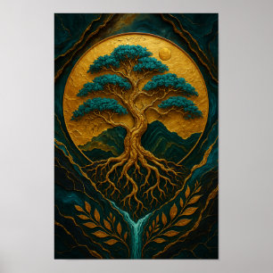Golden Tree of Life Mystieke Natuur Poster