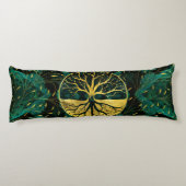 Golden Tree of Life Yggdrasil op Malachite Lichaamskussen (Achterkant)