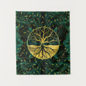 Golden Tree of Life Yggdrasil op Malachite Wandkleed (Voorkant)