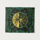 Golden Tree of Life Yggdrasil op Malachite Wandkleed (Voorkant (horizontaal))