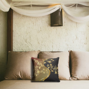 Golden Tree op Black Brown en Olive Green Kussen