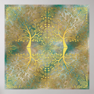 Golden Tree Reflection op Poster