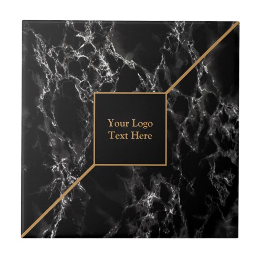Golden Trendy Black Marble Stone -  - Tegeltje (Voorkant)
