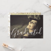 Golden Trendy Script Graduated Photo Afstuderen Kaart (Voorkant / Achterkant in situ)