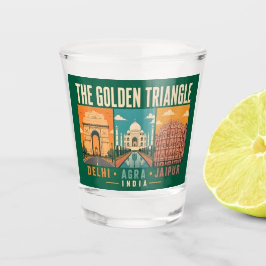 Golden Triangle India Illustration Vintage Shot Glas (Voorkant)
