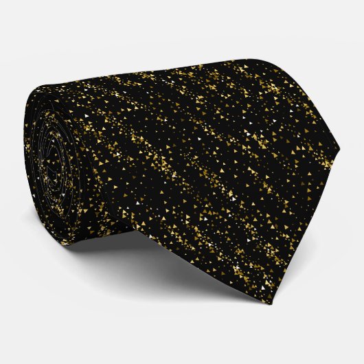 Golden Triangle Stippen Black Achtergrond Shiny Lu Stropdas (Opgerold)