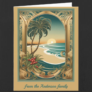 Golden tropical de noël art Carte de voeux pliée