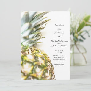 Golden Tropical Pineapple Island Beach Wedding Kaart