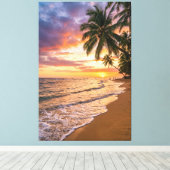 Golden Tropical Sunset Beach Canvas Print (Insitu (Houten vloer))