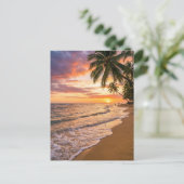 Golden Tropical Sunset Beach Postcard Briefkaart (Staand voorkant)