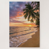 Golden Tropical Sunset Beach Puzzle (Vertical)