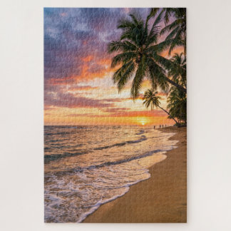 Golden Tropical Sunset Beach Puzzle Legpuzzel