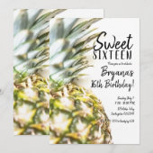 Golden Tropische anananappel Sweet 16 Beach Party Kaart (Voorkant / Achterkant)