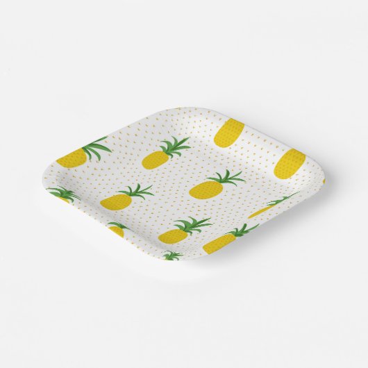 Golden Tropische anananappels Papieren Bordje (Gebogen)