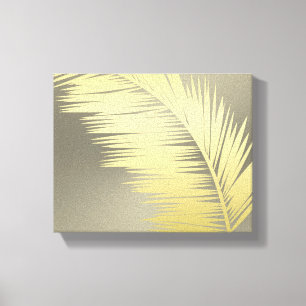 Golden Tropische palmbladeren Canvas Afdruk