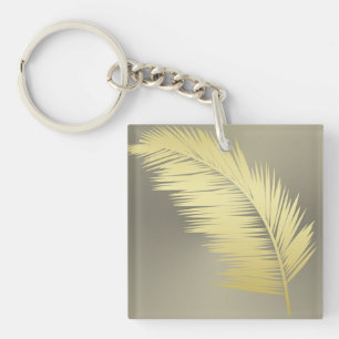 Golden Tropische palmbladeren Sleutelhanger
