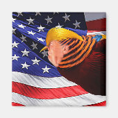 Golden Trump Bird USA Drapeau Carré Magnet (Devant)