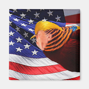Golden Trump Bird USA Drapeau Carré Magnet