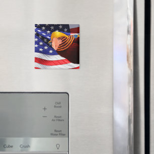 Golden Trump Bird USA Flag Square Magnet Magneet