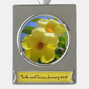 Golden Trumpet Flowers I Verzilverd Banner Ornament