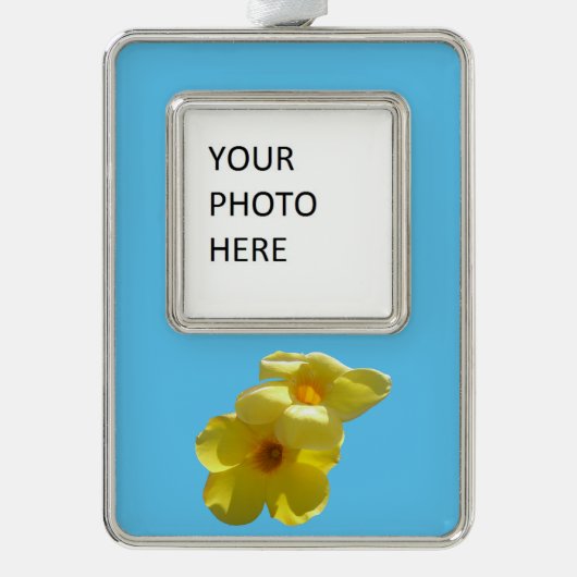 Golden Trumpet Flowers I Verzilverd Kader Ornament (Voorkant)