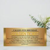 GOLDEN TYPE DE BILLET Anniversaire Fête Invitation (Debout devant)