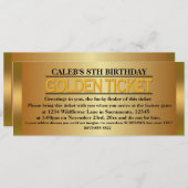 GOLDEN TYPE DE BILLET Anniversaire Fête Invitation (Devant / Derrière)