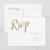 Golden typografie bruiloft RSVP briefkaarten (Voorkant / Achterkant)