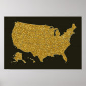 golden U.S.A. map Poster (Voorkant)