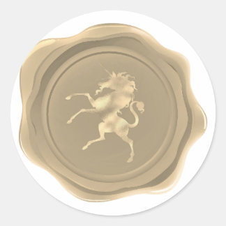 Golden Unicorn Faux Wax Seal Ronde Sticker