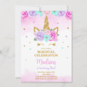 Golden Unicorn Invitation d'anniversaire (Devant)