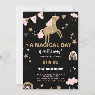Golden Unicorn Invitations Anniversaire