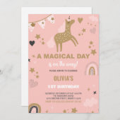Golden Unicorn Invitations Anniversaire (Devant / Derrière)