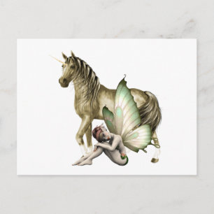 Golden Unicorn & Shy Fairy Briefkaart