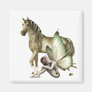 Golden Unicorn & Shy Fairy Magnet Magneet