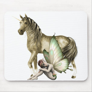 Golden Unicorn & Shy Fairy Mousepad Muismat