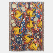 GOLDEN UNICORNS, RED BLUE MARBLED EFFECTS, CIRCLS DEKEN (Voorkant Verticaal)