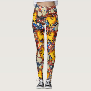 GOLDEN UNICORNS, RED BLUE MARBLED EFFECTS, CIRCLS LEGGINGS