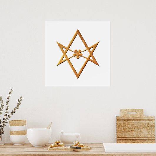 Golden Unicursal Hexagram - thelemisch symbool Poster (Keuken)