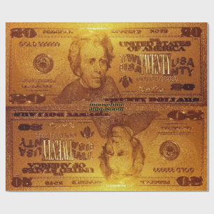 Golden US Twenty Dollar Bill Reflection Cadeaupapier
