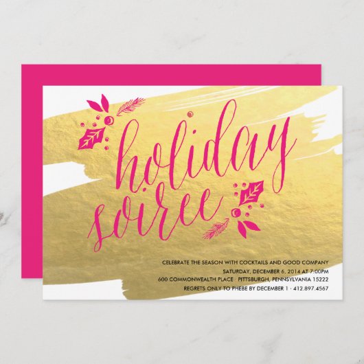 GOLDEN VACANCES SOIREE FÊTE Invitation (Devant / Derrière)