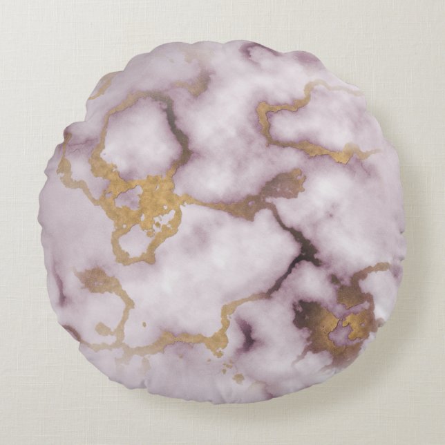 Golden Vein Marble  Blush Aura  Throw Pillows Rond Kussen (Voorkant)