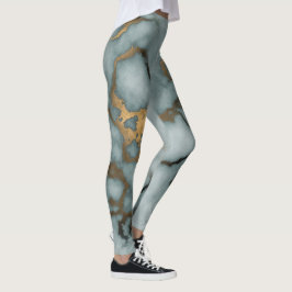 Golden Vein Marble Oceaan Mist Kousen Leggings
