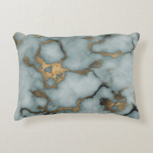 Golden Vein Marble  Ocean Mist  Throw Pillows