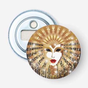 Golden Venice Carnival Party Masker Button Flesopener